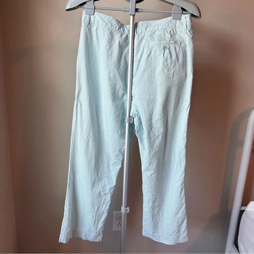 VTG Y2K Lilly Pulitzer White Label Seersucker Pants 8 Blue White Preppy Coastal - Picture 2 of 6